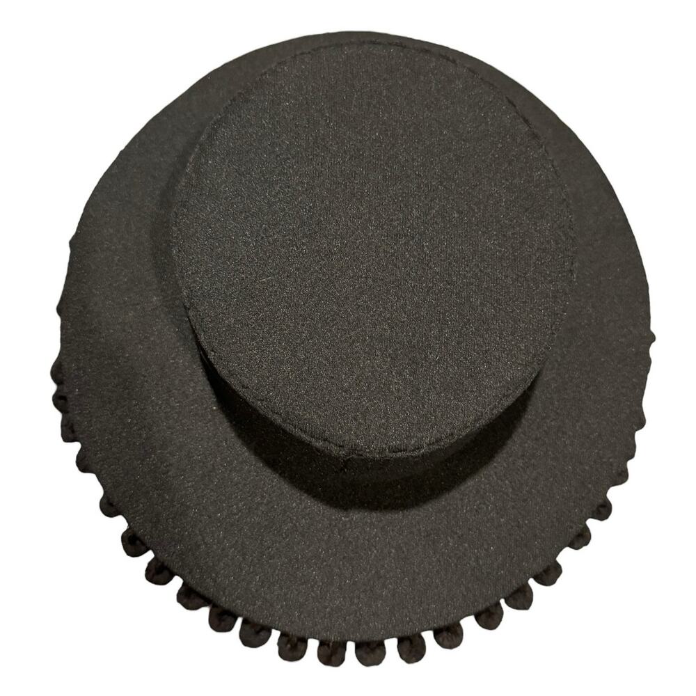 Vintage Black Cordobes, flamenco, Equestrian Hat with wide brim and pom poms - Picture 9 of 12